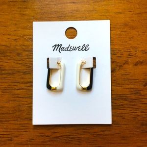 Madewell Black/White Enamel Carabiner Hoop Earrings